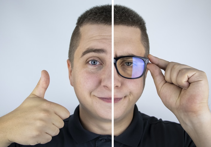 Smiling man who is glasses-free after LASIK